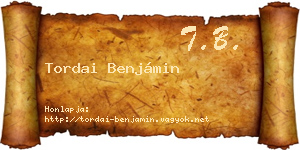 Tordai Benjámin névjegykártya